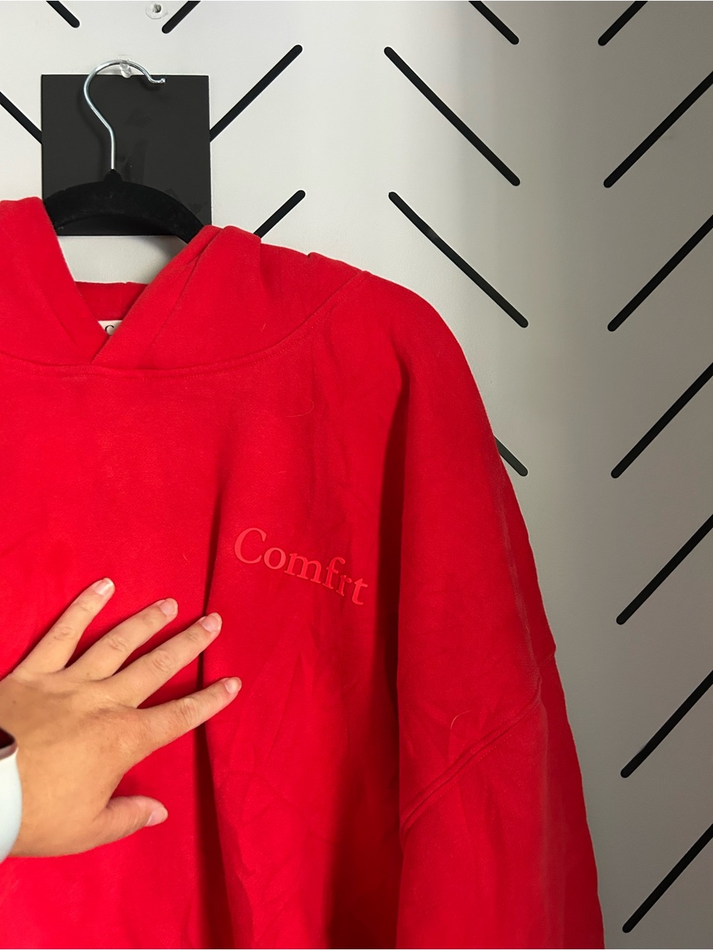 Comfrt unisex red hoodie oversized fit heavy weight